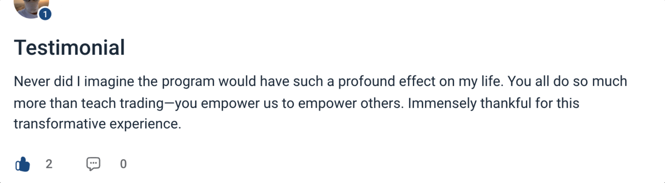 Quinn's The Trader Labs testimonial